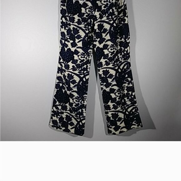 ANN TAYLOR LOFT NAVY & WHITE LINEN MARISA PANTS - Picture 5 of 9